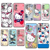 anime hellokitty cute girls for xiaomi redmi k50 k40 gaming k30 k20 pro 5g 10x 9t 9c 9a tpu soft black phone case fundas coque