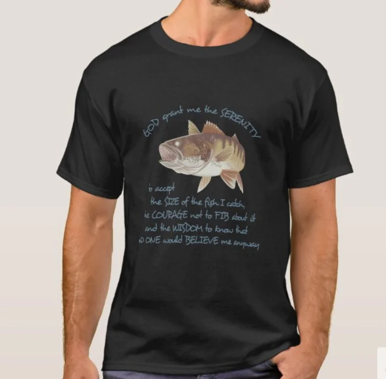 

Walleye with Humorous Fisherman's Prayer T-Shirt. Summer Cotton Short Sleeve O-Neck Mens T Shirt New S-3XL