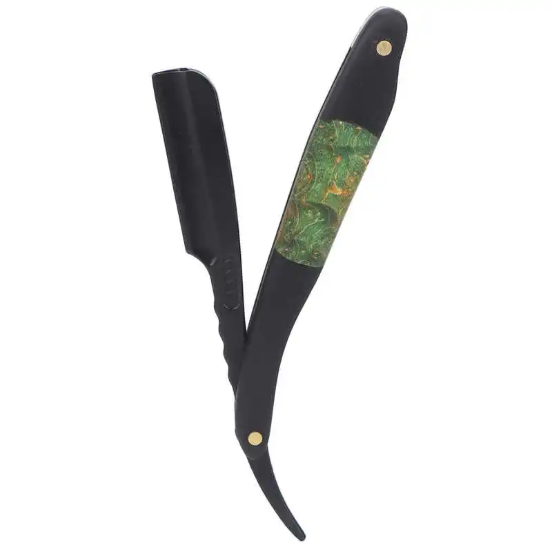 

Винтажный держатель для лезвий для парикмахера с прямыми краями, ручка из эбенового дерева, ручной держатель для лезвий для бритья, аксессу...