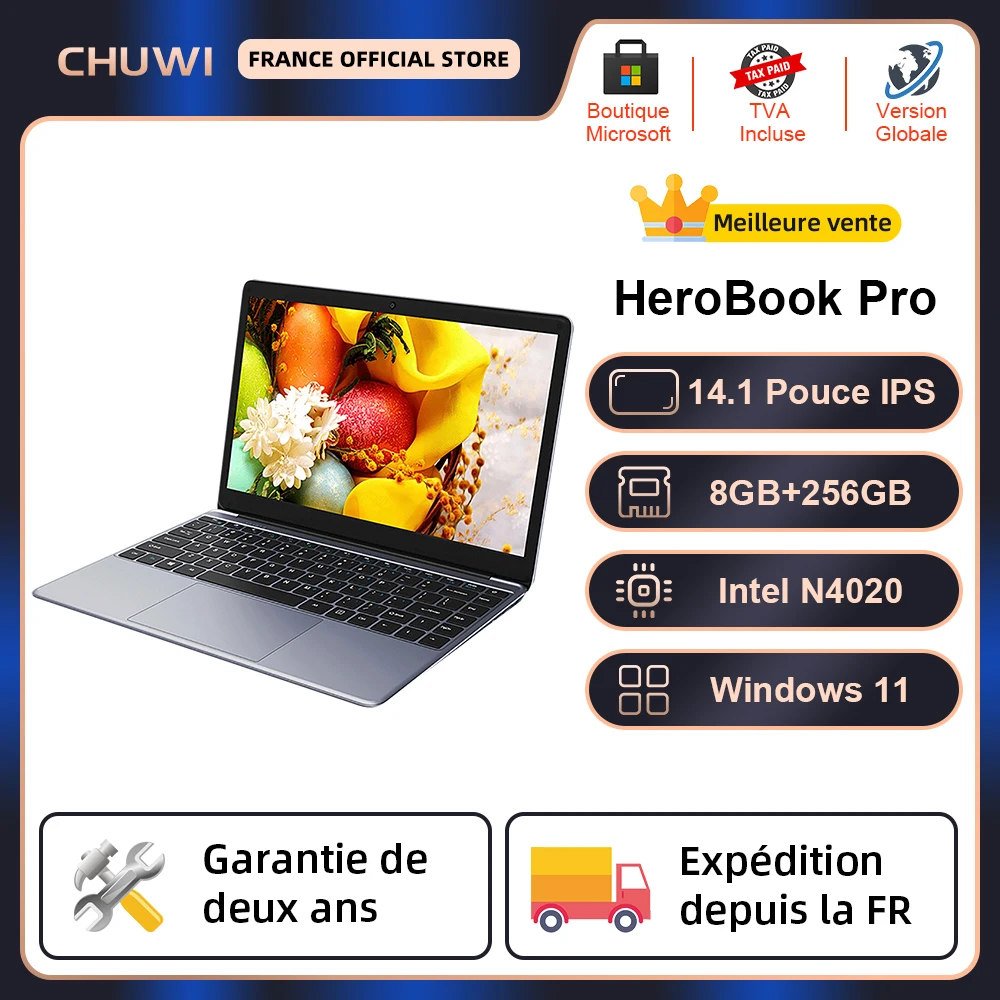 Chuwi Herobook Pro Laptop 14.1 ''Intel Gemini Lake N4020 Dual Core Windows 10 System 8Gb Ram 256Gb Ssd Tastiera A Layout Completo