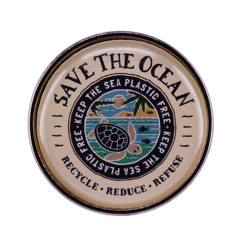 

Save Our Oceans Keep Our Oceans Free of Plastic Pin Fashionable Creative Cartoon Brooch Lovely Enamel Badge Clothing Accessories