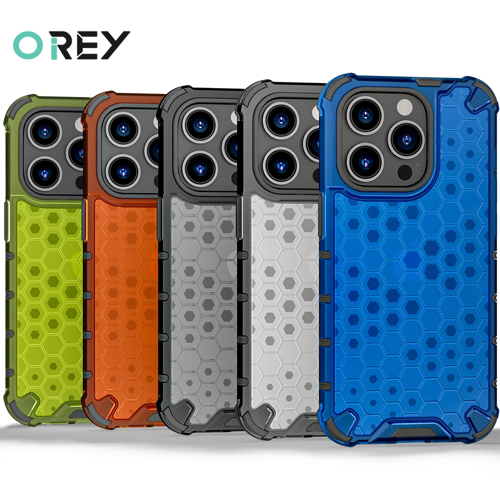 

OREY Shockproof Armor Cases for IPhone 15 Pro Max 14 Plus SE 2022 Soft Silicone Honeycomb Phone Back Cover for IPhone 11 12 13
