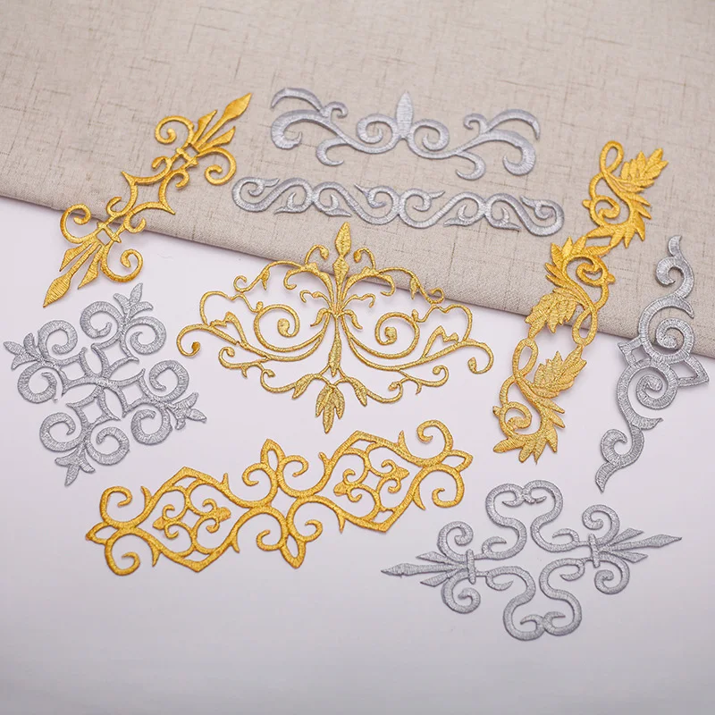 

1Pc Iron On Patch For Cosplay Diy Vintage Clothes Gold Embroidery Appliques Costume Trims Garments Decoration Budges Accessories
