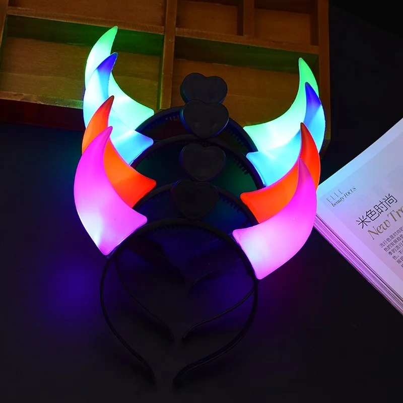 

12PCS Red LED Light Up Devil Horns Hair Bands Flashing Lights Headband Cosplay Birthday Party Costume Wedding Halloween