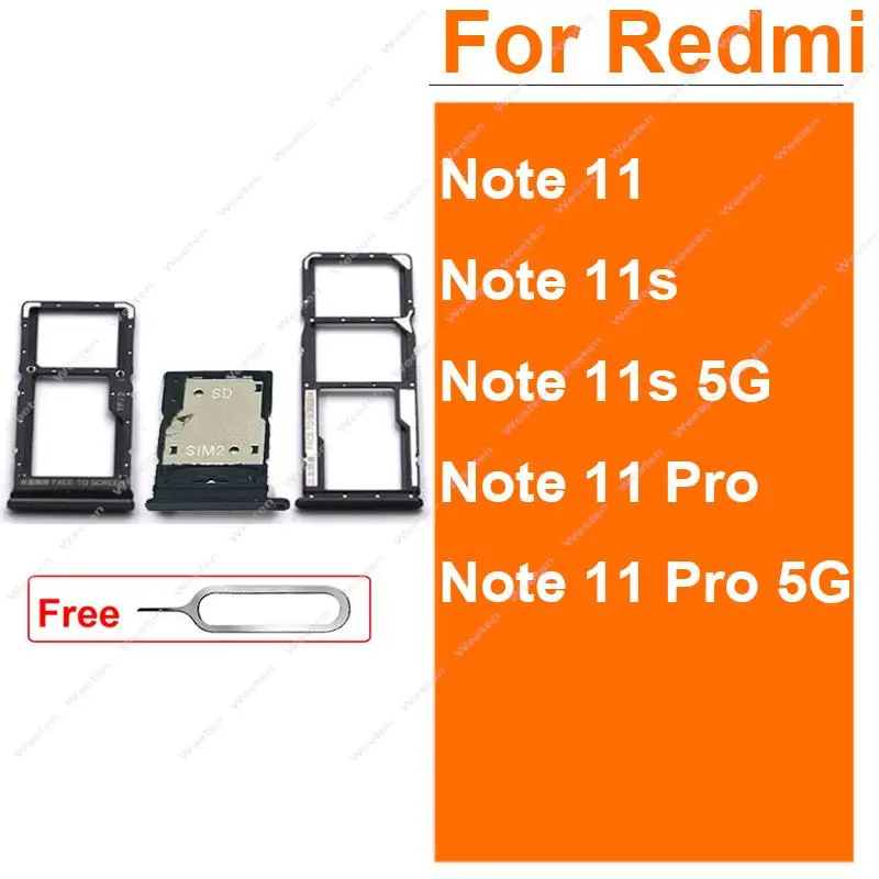 Фото Лоток для SIM-карты для Xiaomi Redmi Note 11 11S 11 Pro 4G 5G, держатель слота для SIM-карты, адаптер для чтения карт, замена №1