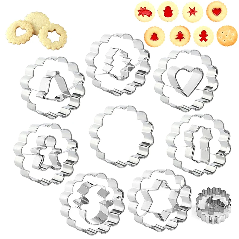 

9pcs/set Stainless Steel Pastry Cookie Cutter Mini Christmas Cookies Making Mould Baking Sandwich Biscuit Cutters Mold
