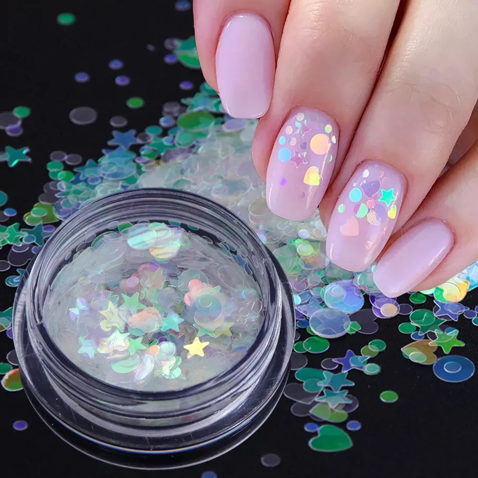 

Holographic AB Nail Sequins Flakes Mermaid Aurora Star Heart Spangles Glitter Decoration for Nails Art Design Manicure TRAB01-15