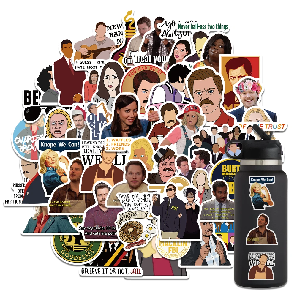 

10/30/50PCS Parks and Recreation Bar Poster Suitcase Guitar Luggage Laptop phone Stickers Paper Guitar Luggage Fashion Stickers