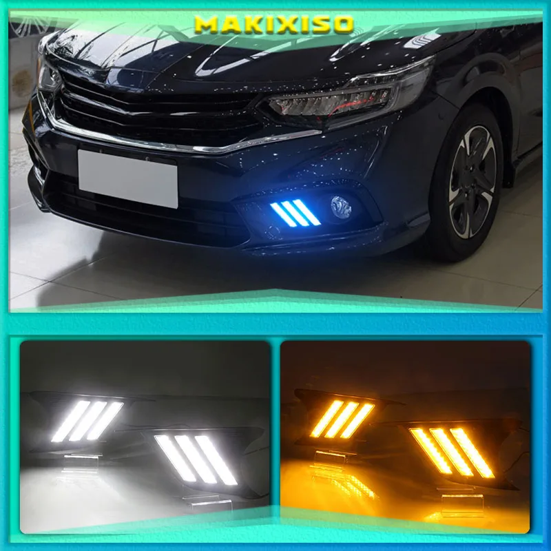 

2 шт. для Honda ENVIX 2019 светодиодсветодиодный дневные ходовые огни DRL Автомобильные противотуманные фары 6000K белый поворотный желтый синий светильник