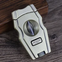 2021 new jifeng cutter stainless steel gold v cut blade tobacco cigarette cut with cigar punch stand 3 in 1 cigar cutter ct 005a