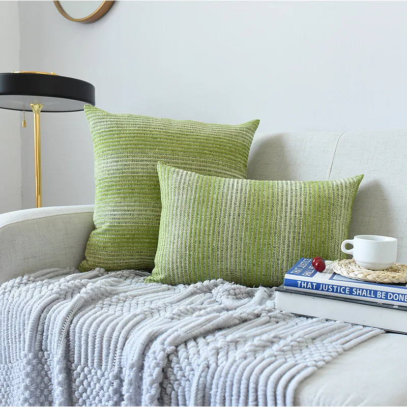 

Chenille Striped Pattern Cushion Covers for Sofa Bed Pillow Covers Decorative Pillows Without Inner Home Office Waist Pillowcase