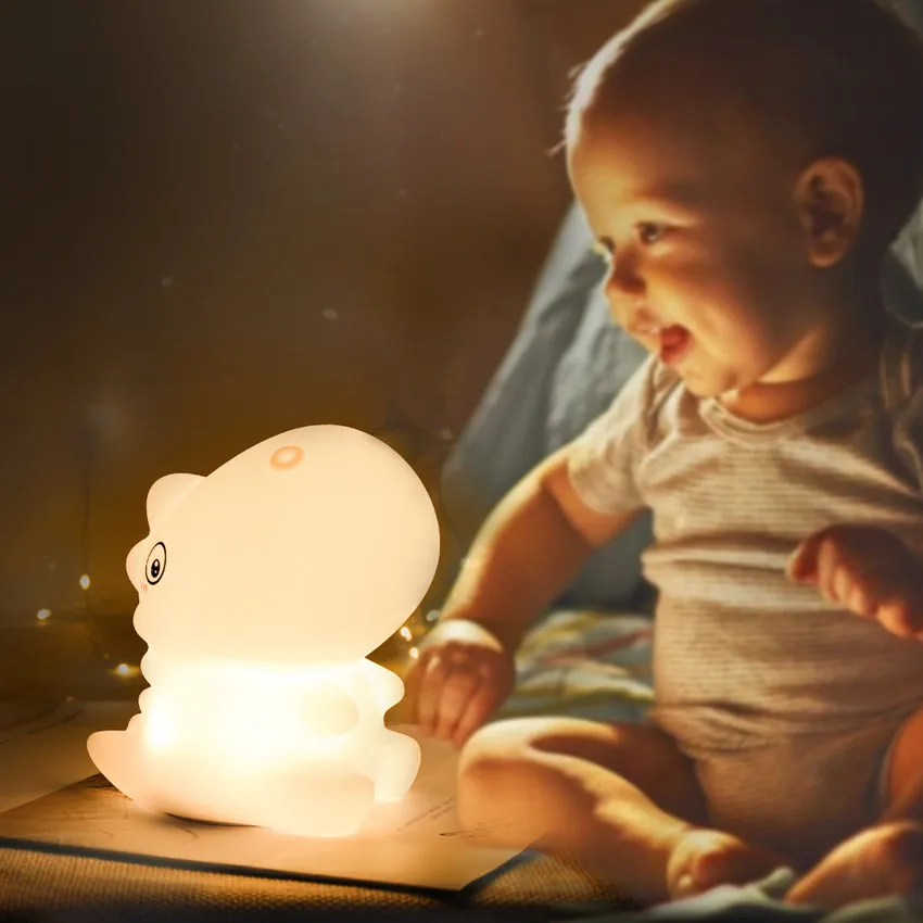 Led  Silicone Night Lights For Baby Kids Room Children Bedroom Soft Dinosaur Nursery Lamp Decoration Home Decor Christmas Gift