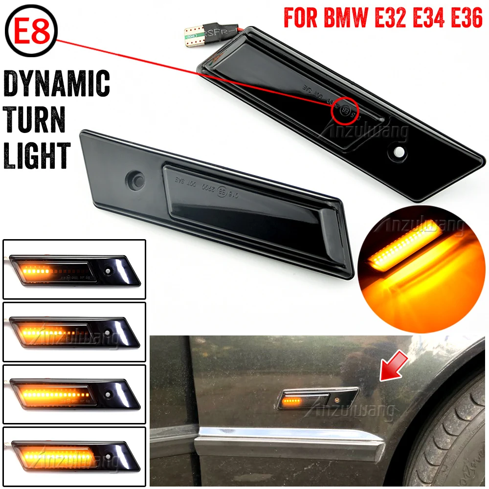 

Dynamic Flowing LED Side Marker Turn Signal Light For 3 5 7 Series E36 1990-1996 E34 1988-1995 E32 1986-1994