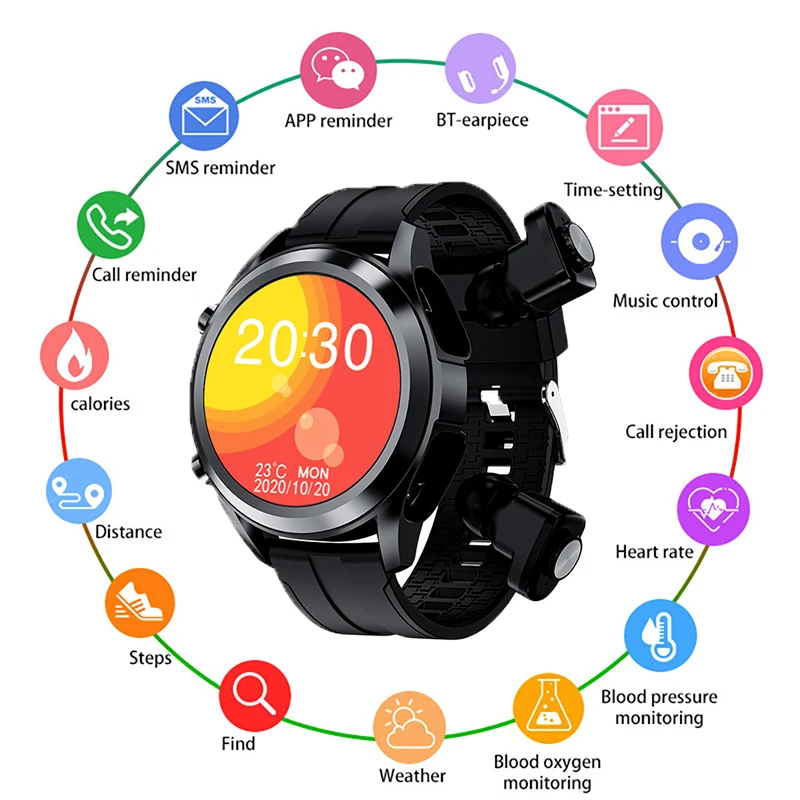 

New Smart Watch with Earphone TWS Headphone Heart Rate Blood Pressure Oxygen Monitor Smartwatch for Men Women Fitness Bracelet