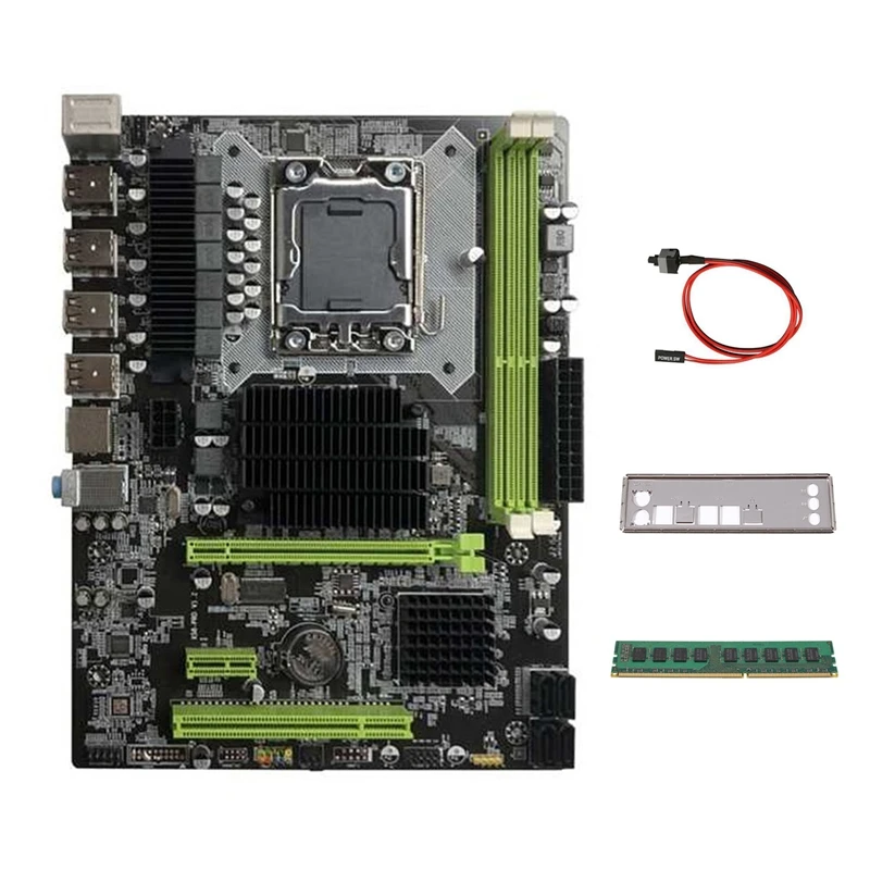 

X58 Motherboard LGA1366 Computer Motherboard Support XEON X5650 X5670 Series CPU With DDR3 4GB 1066Mhz RAM+Switch Cable