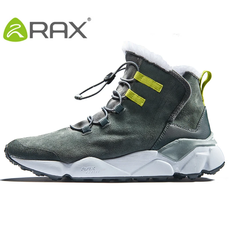 RAX Women Genuine Leather Hiking Shoes Outdoor Waterproof Warm Sneakers Breathable Outdoor Sports Shoes Men Walking Sneakers