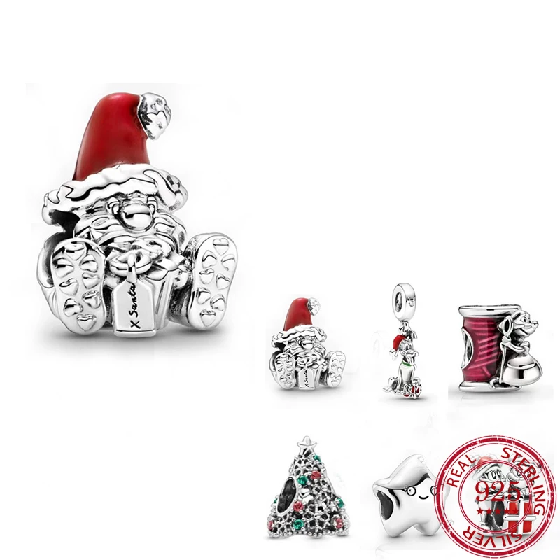 

2020 Christmas Newest Arrival Christmas Tree Santa Fawn 925 Sterling Silver Charms Pendant Fit Orignal Bracelet for Women