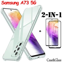 protective glass soft tpu case for samsung a73 5g transparent silicon airbag phone cover for samsung galaxy a73 5g cases bumper sansung a 73 galaxia a73 accessories