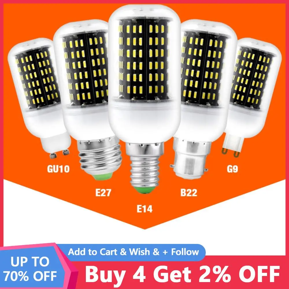 

E27 E14 B22 G9 GU10 220V SMD 4014 Cover Corn Light Lamp Bulb 12W 18W 25W 30W 35W Bombilla Lampada LED Lamp Chandelier Lighting