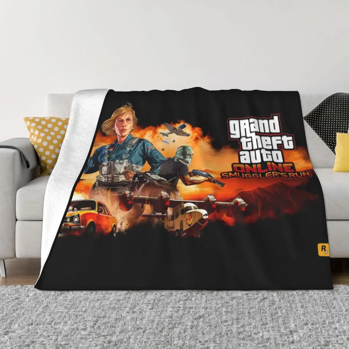 

Video Game Grand Theft Auto Blankets for Bed Sofa Sofa Fleece GTA Online Diamond Casino And Resort Throw Blanket Warm Flannel