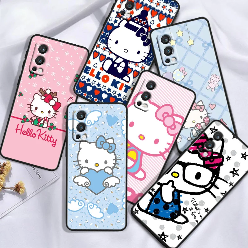 Cartoon Hello Kitty For OnePlus 11 10T 10R 9R 8T 7T Nord N300 N200 N100 2T CE2 Lite N20 N10 Pro Black Soft Phone Case