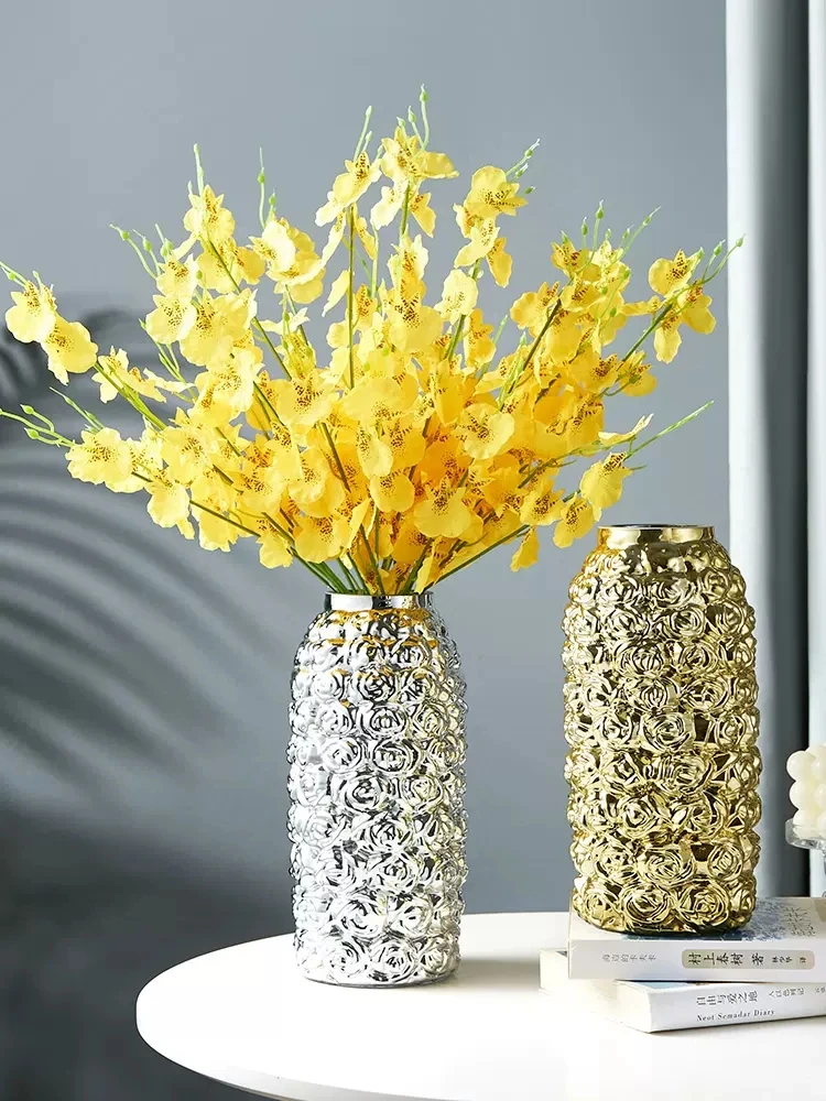 

Nordic American style gold-painted light luxury glass vase decoration living room flower arrangement water culture creative mode