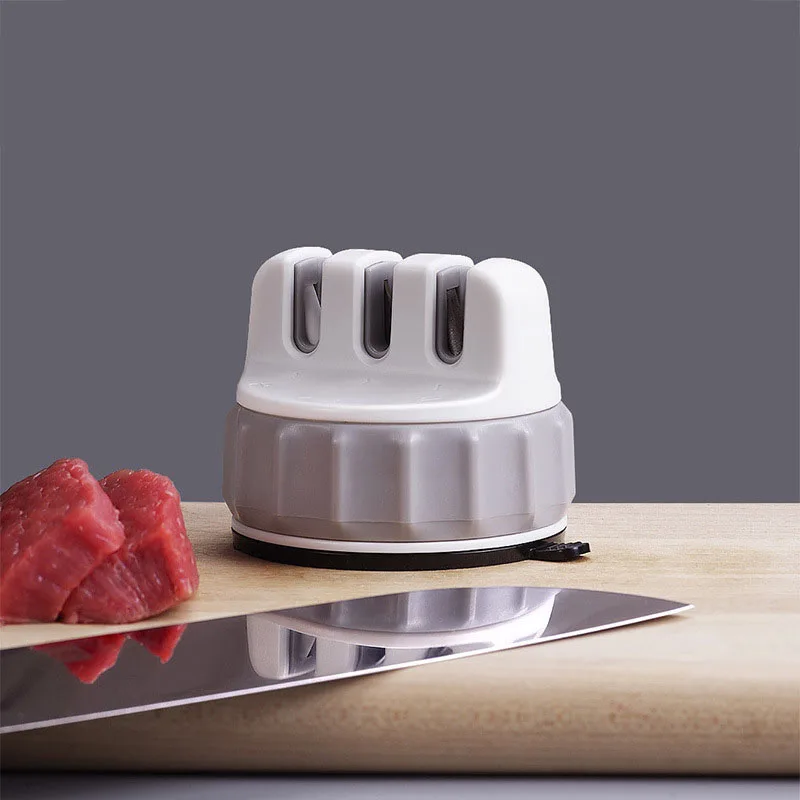 

Mini Knife Sharpener Fixable Sharpen Stone Trible Wheel Whetstone Super Suction Knife Sharpening Tool Grindstone