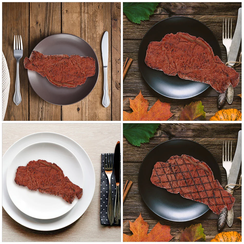 

2Pcs Fake Meat Model Cooked Steak Model Artificial Food Model Pretend Play Food Model