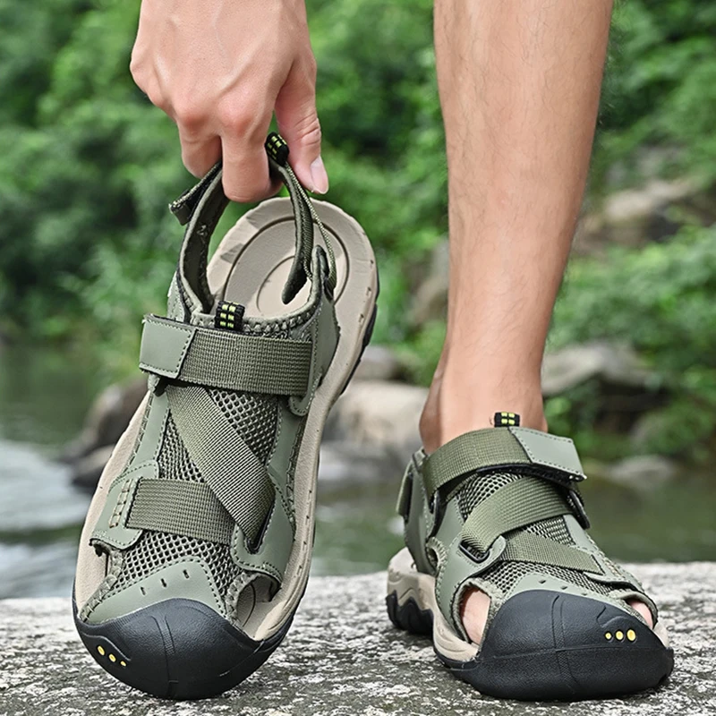 Сандалии мужские Нескользящие пляжная обувь дышащие шлепанцы два применения