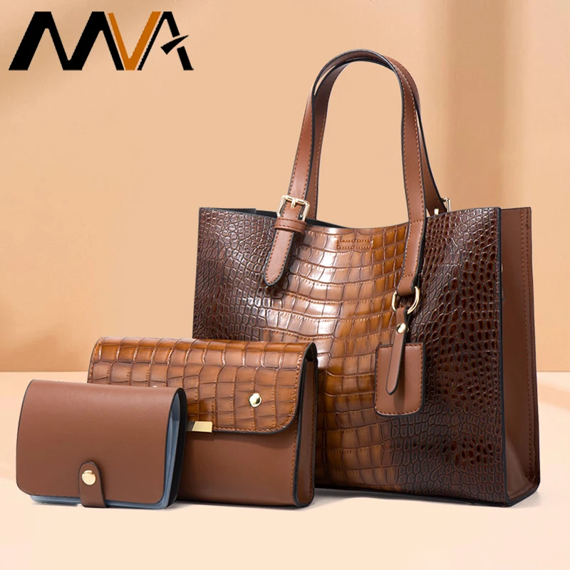 

MVA New Fashion Luxury Handbags 3 PCS Set Women Snake Pattern Handbag Female Shoulder Bag Travel Shopping Ladies Crossbody Bag