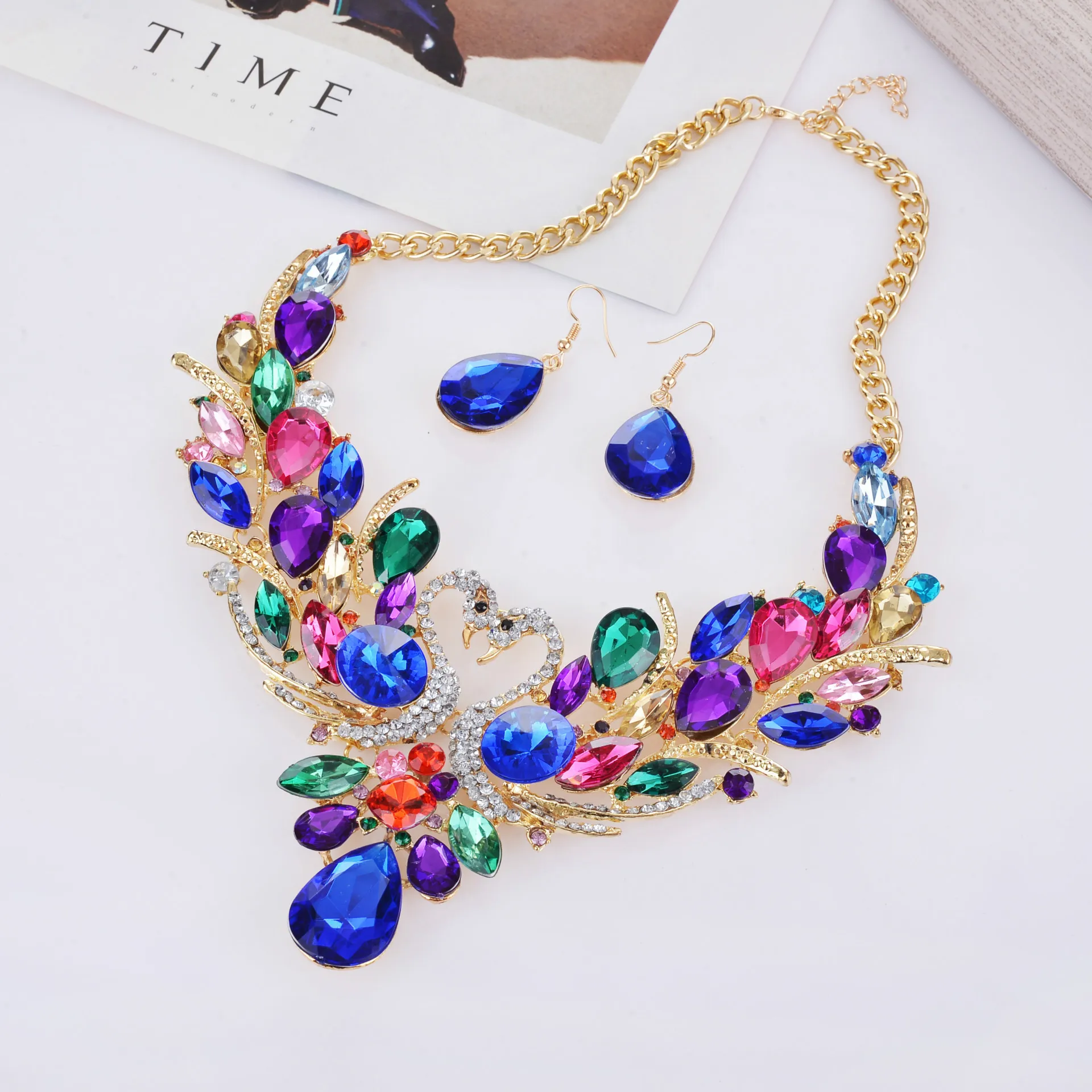 

Bridal Shiny Noble Crystal Necklace Earrings Jewelry Sets For Women Earrings Necklace Set Banquet Party Wedding Jewellery J202