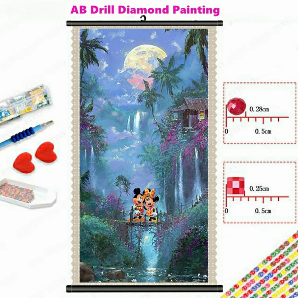 

Disney Cartoon Mickey & Minnie DIY AB Drill Diamond Painting Cross Stitch Picture of Rhinestone Mosaic Embroidery Handmade Gift