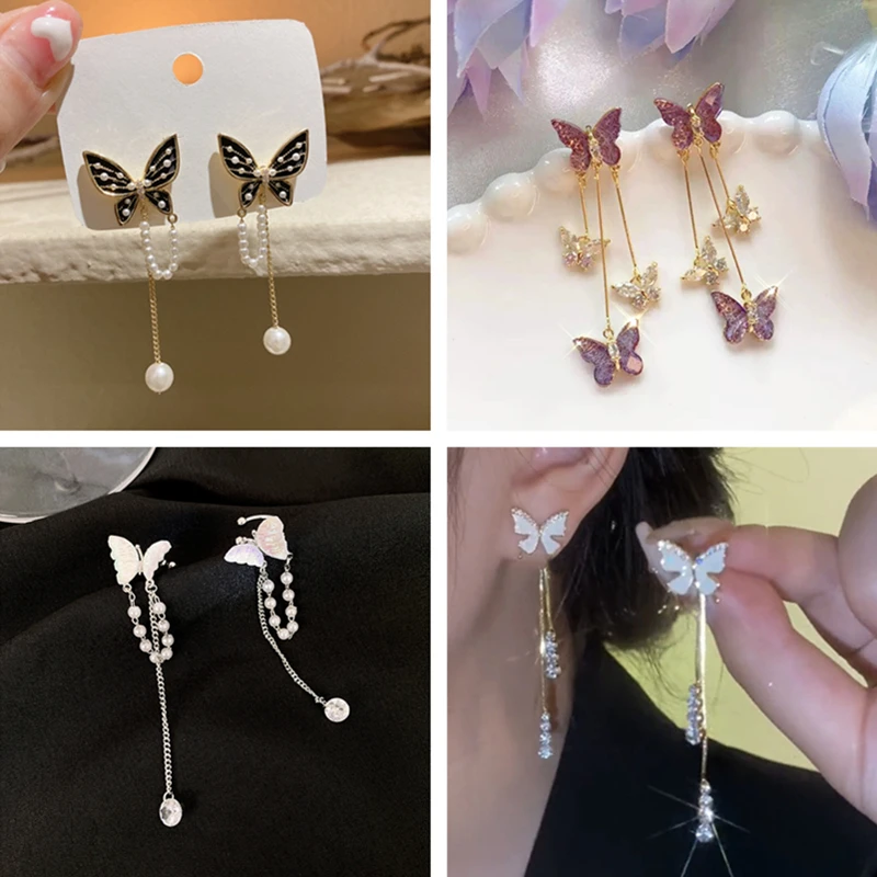 Ретро - асимметричные бабочки похожие на жемчужные серьги Модные круглые цветы