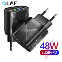 48w usb charger type c pd smart fast charging mobile phone charging qc 3 0 quick charging for iphone 13 macbook laptop tablet