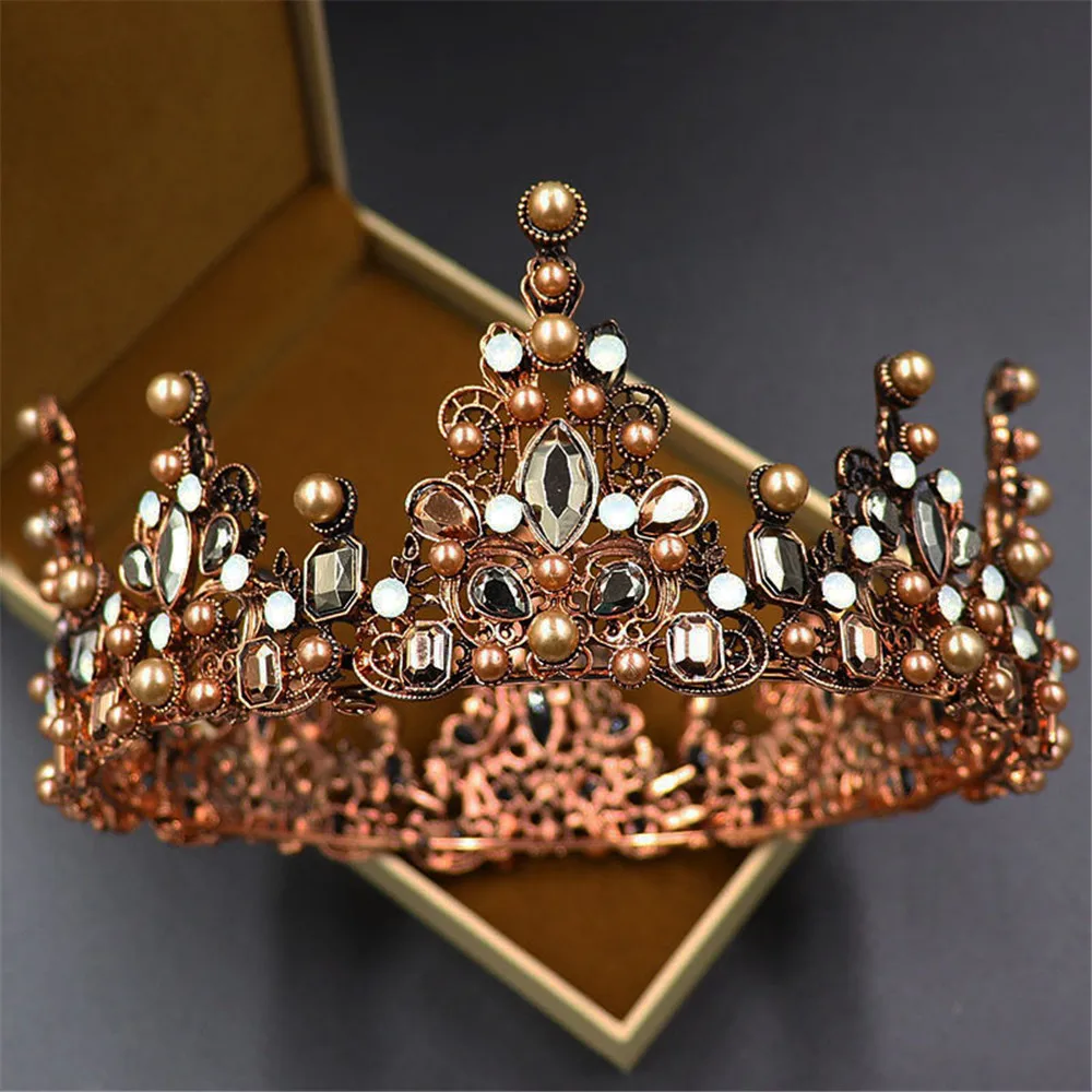 

Women Baroque Rhinestones Bride Wedding Crowns Bridal Hair Jewelry Accessories Shining Queen Headwear Tiaras headdress