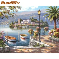 ruopoty seaside village landscape oil painting by numbers for adults children handpainted unique gift 60x75cm frame wall decor