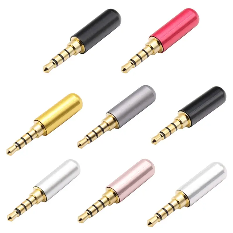 

1PC 3.5 Four-stage Headphone Jack Audio Plug Adapter 4 Poles 3.5mm Connector Headphone Repair Cable Solder Wire DIY Cable
