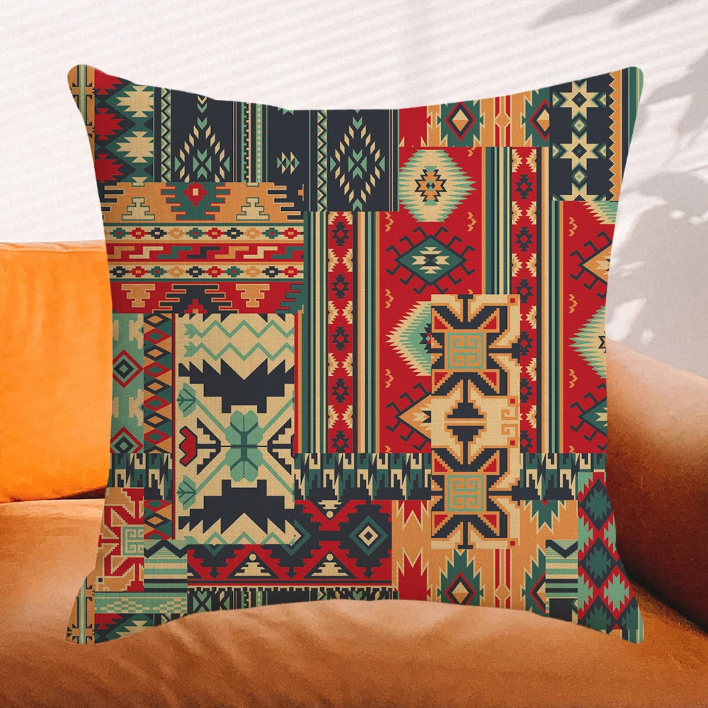 

Southwestern Navajo Throw Pillow Cover 45x45cm Bohemian Ethnic Geometric Cushion Cover Aztec Print Home Decor Sofa Pillow Case
