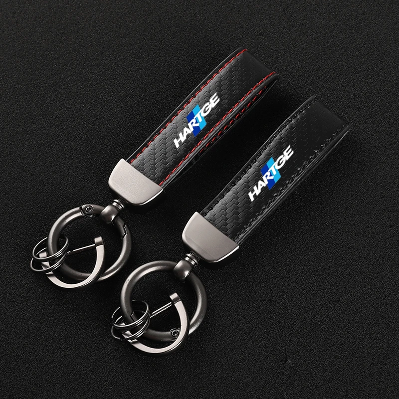 

Leather Carbon Fiber Car Rings Keychain Zinc Alloy Keyrings For HARTGE with logo Car Accessories