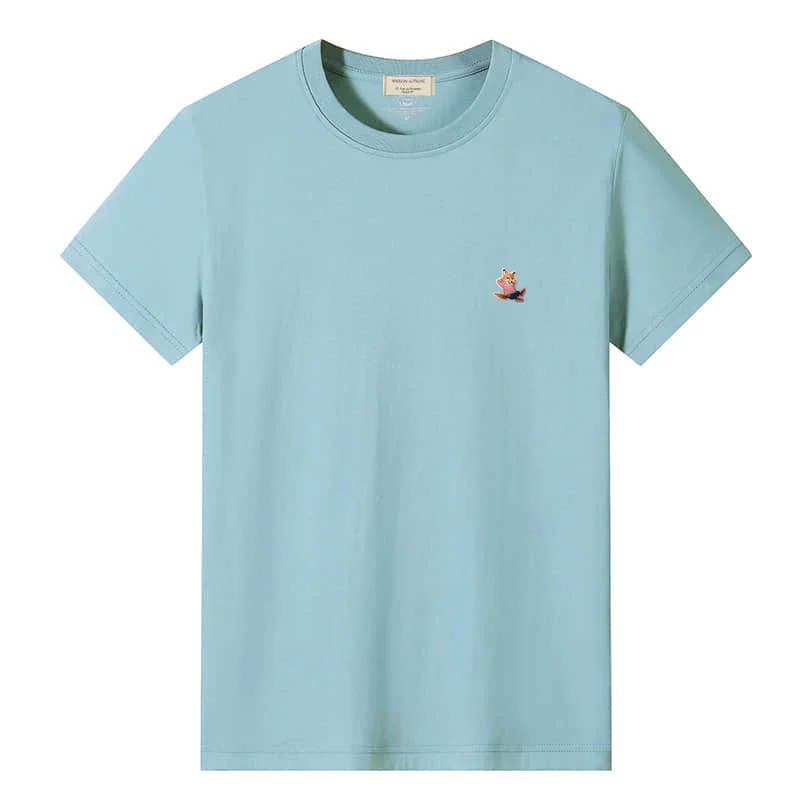 Couple Fashion Brand Lazy Fox Embroidery Logo T Shirt High Quality Cotton Casual Trend Summer Men Women Short Sleeve Tops Tee