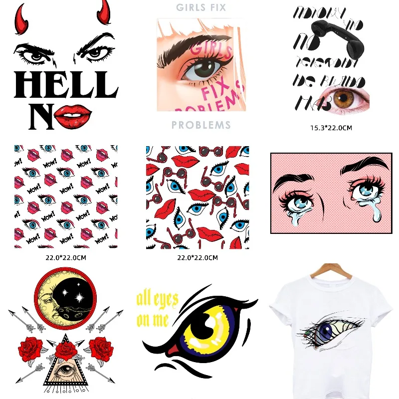 

Devil Eyes Patches on Clothes Iron-on Transfers for Clothing Thermoadhesive Patches Stickers Anime Eyes Patch Applique for Woman