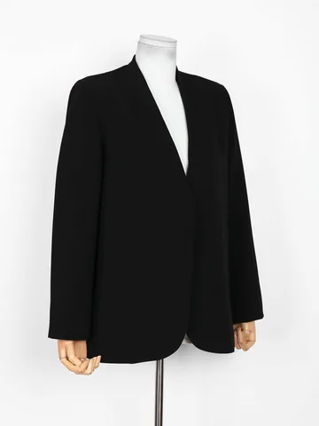 DNBS с v-образным вырезом на одной пуговице, однотонный, высококачественный, весна-осень 2023, новый женский модный дизайн, короткий пиджак