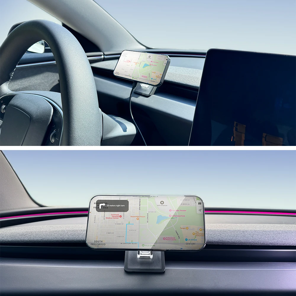 Фото Для Tesla Model Y Launch 2025 Model 3 Highland 2024 Держатель для телефона Магнитное крепление для iPhone Беспроводное зарядное устройство Быстрая зарядка 15 Вт №3