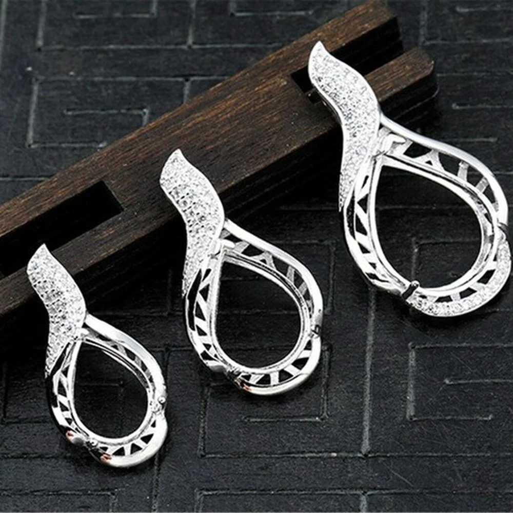 

Pendant Blank (10x14mm/12x16mm/15x19mm Teardrop Blank) White Gold Plated 925 Silver Zircon Cabochon Pendant Setting P303B