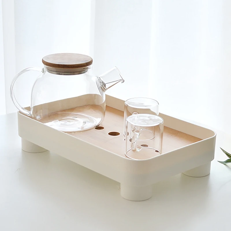 Мини бамбуковый Китайский Gongfu Настольный поднос для чая Box с хранением воды