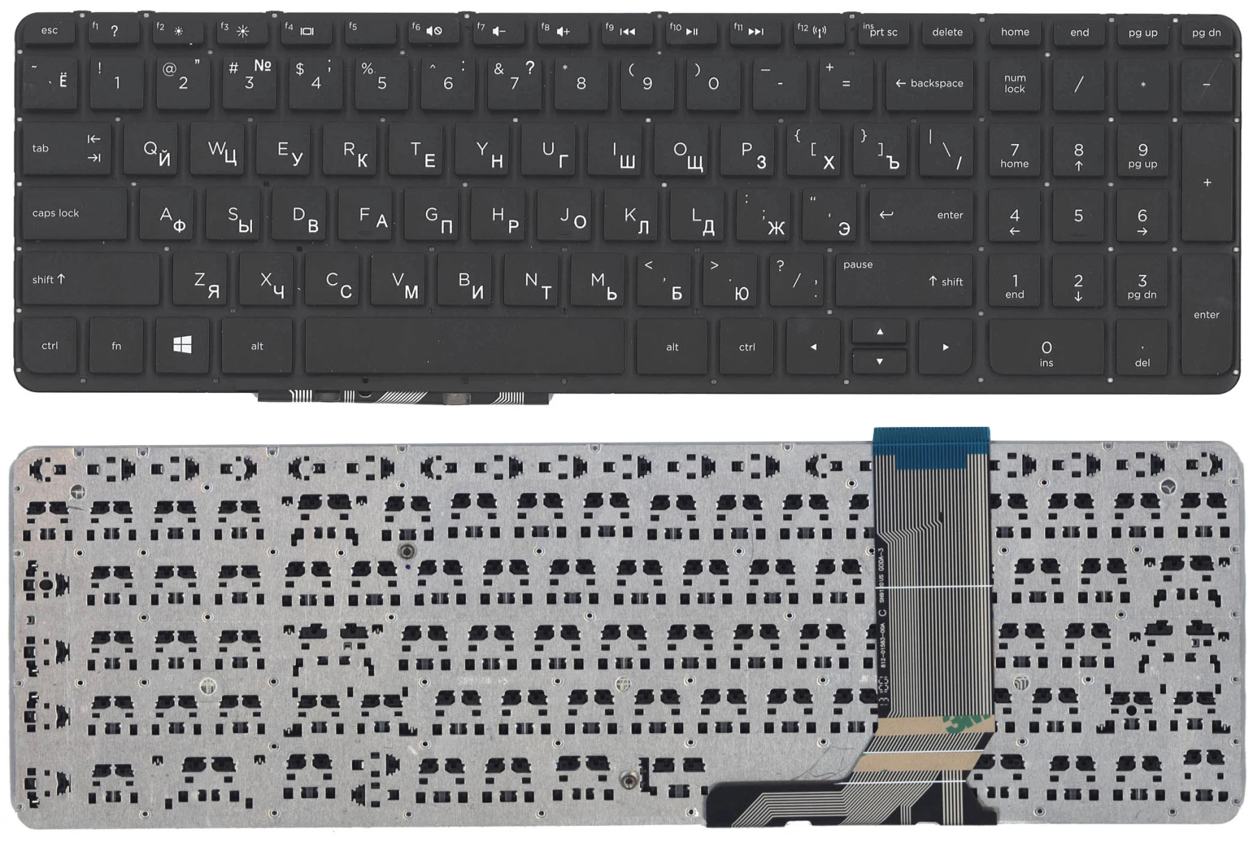 Клавиатура для HP Envy 15-j027 черная без рамки, плоский Enter