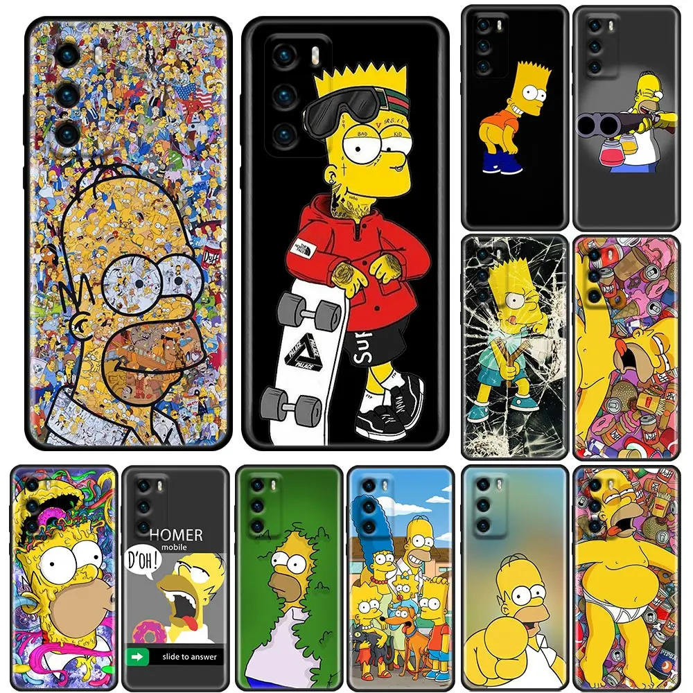 

Funny The homer S-Simpsons Anime Case For Huawei P50 P50E P40 P40E P30 P20 P10 P Smart Z 2019 2020 2021 Pro Plus Lite Cover Capa