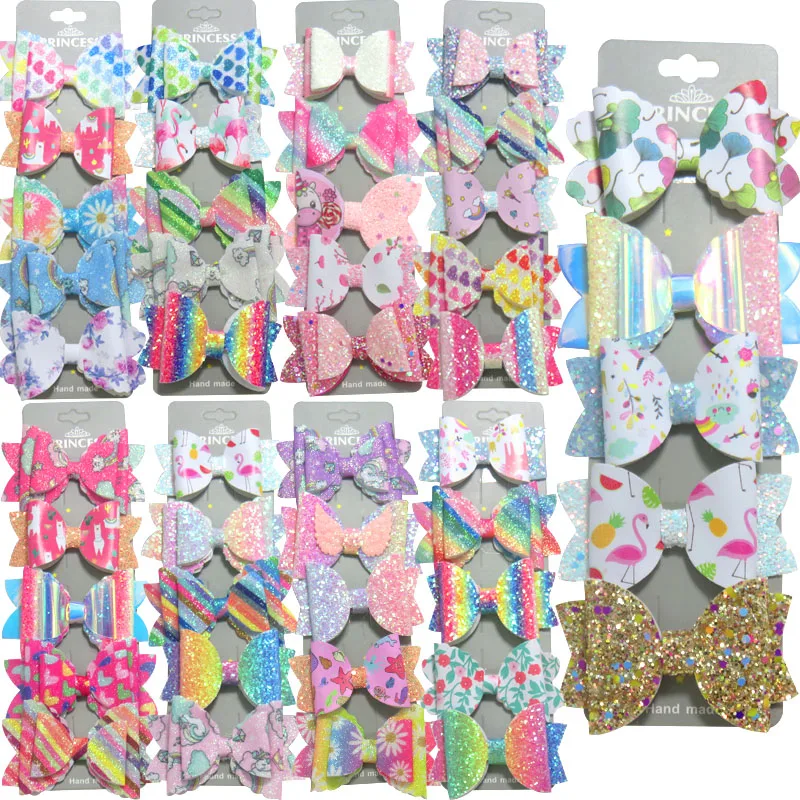 5 шт./компл. милый Блестящий Элегантный Детский галстук-бабочка из искусственной