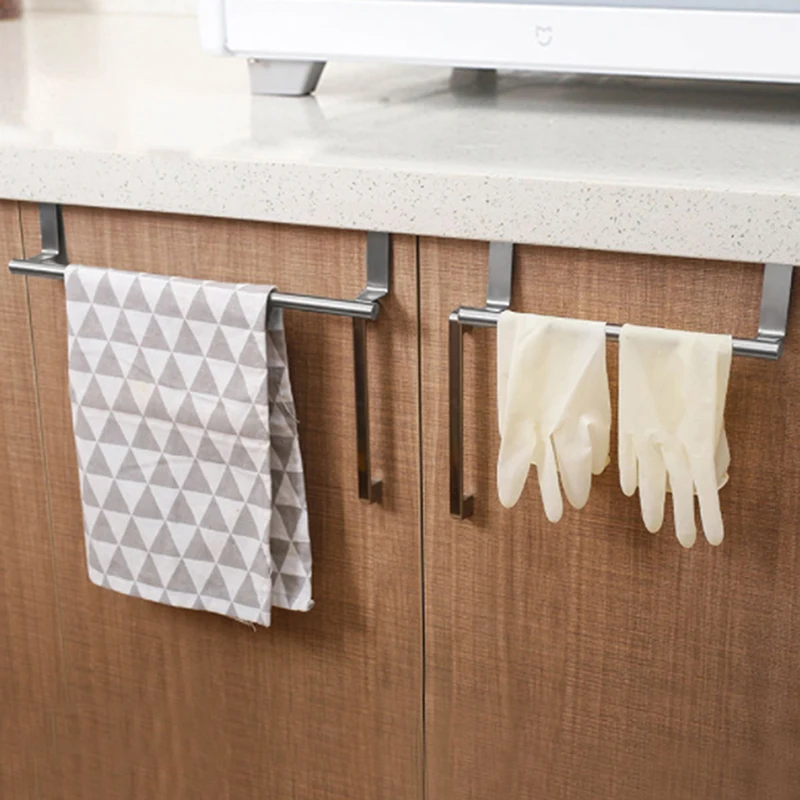 

Stainless Steel Single Towel Rack Kitchen Non-Perforated Towel Hanging Rod Cabinet Door Back Rag Hanger