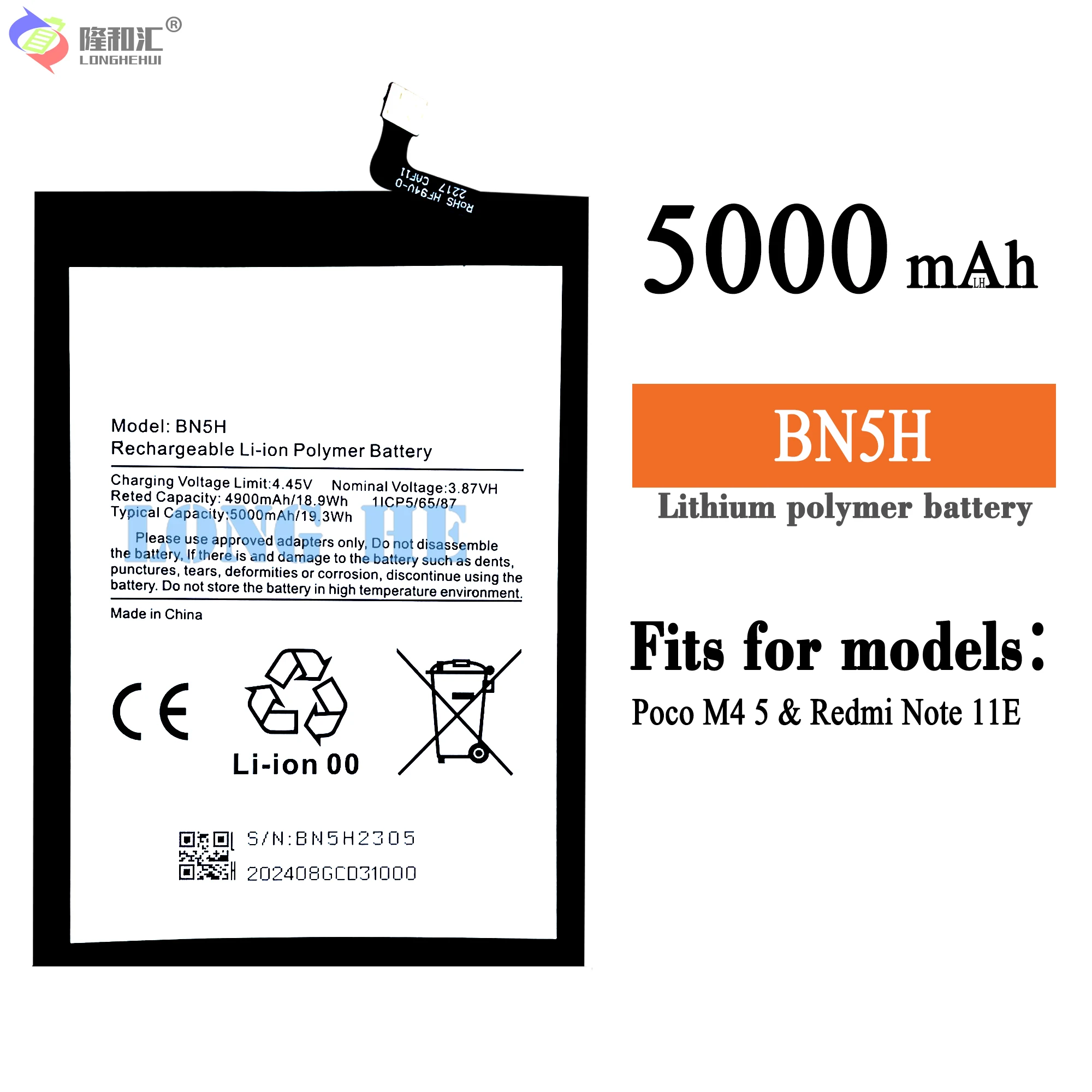 

For MUUI Xiaomi Mobile Phone Poco M45redmi Note 11E BN5H has a built-in mobile phone battery